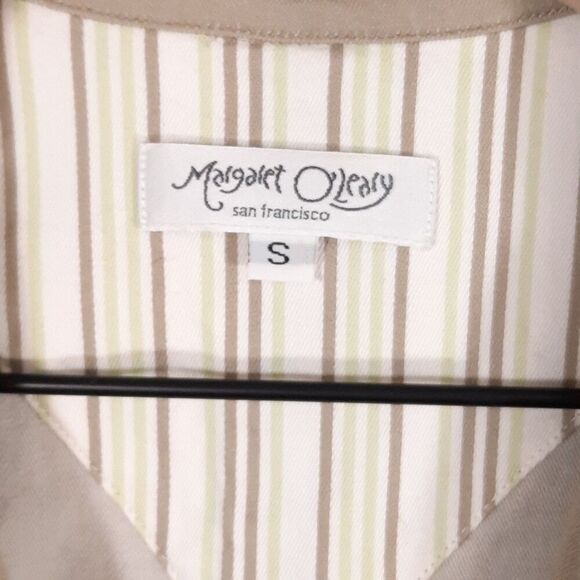 Margaret O’Leary Khaki Lapel Blazer Jacket Size Small Pleated Cotton Canvas Y2K - Picture 15 of 16